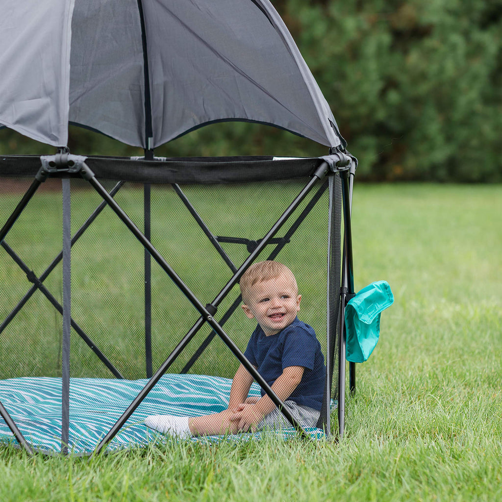 Baby Delight Go with Me Eclipse Deluxe Playard, Watercolor Stripe Base → Watercolor Stripe Playard F551