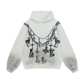 Vale Forever Cross Chain Graphic Pullover Hoodie Grey